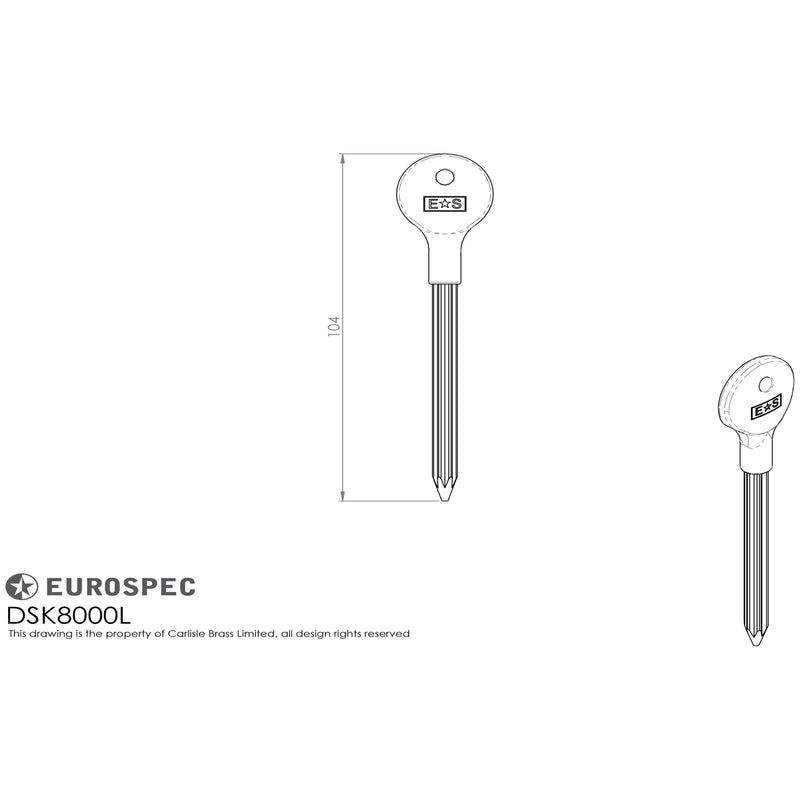 Carlisle Brass - Door Security Bolt Key - Longer Spline 60mm - Blue Nylon - DSK8000L - Choice Handles