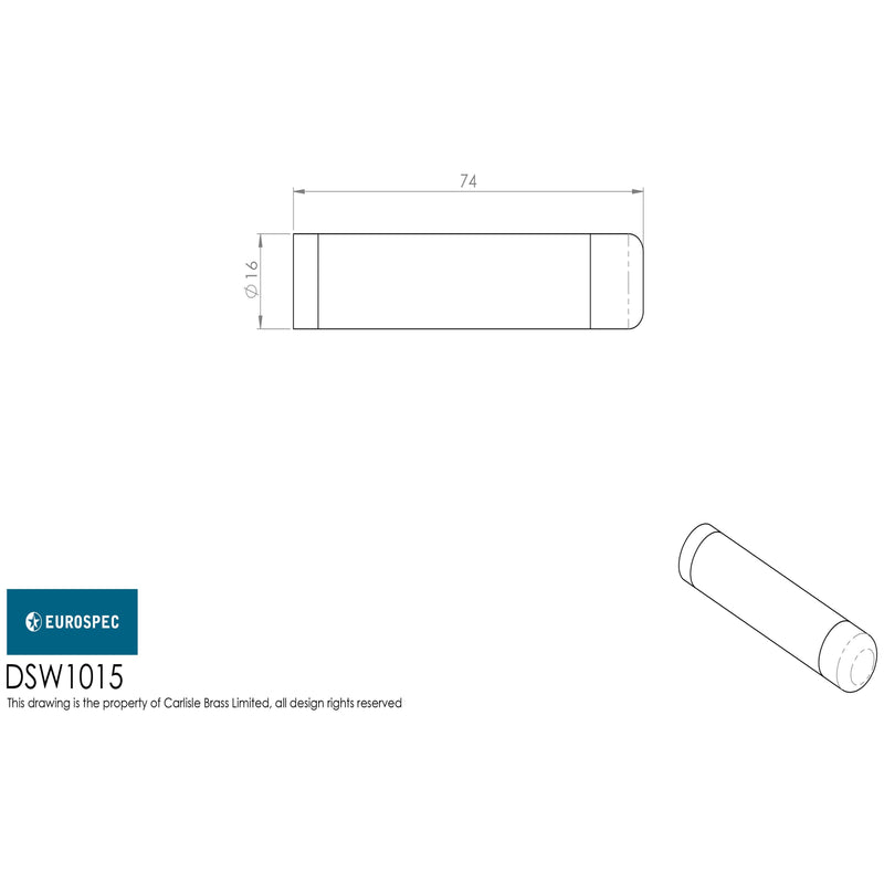 Eurospec - Wall Mounted Door Stop  - Satin Stainless Steel - DSW1015SSS - Choice Handles