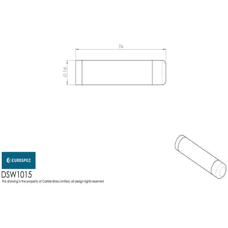 Eurospec - Wall Mounted Door Stop  - Bright Stainless Steel - DSW1015BSS - Choice Handles