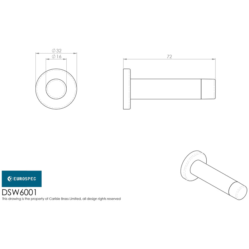 Eurospec - Skirting Mounted Door stop - Polished Anodised Aluminium - DSW6001PAA - Choice Handles