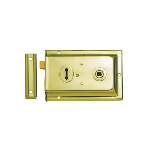 Spira Brass - Iron Rim Lock - Fluted  - Electro Brass - 1031EB - Choice Handles