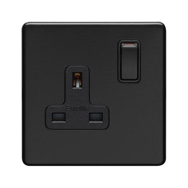 Eurolite Concealed 3mm 1 Gang Socket - Matt Black - ECMB1SOB - Choice Handles