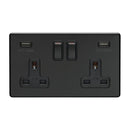 Eurolite Concealed 3mm 2 Gang Usb Socket - Matt Black - ECMB2USBB - Choice Handles