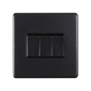 Eurolite Concealed 3mm 3 Gang Switch - Matt Black - ECMB3SWB - Choice Handles