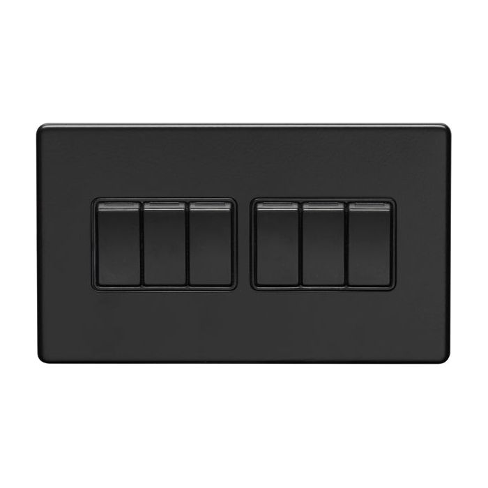 Eurolite Concealed 3mm 6 Gang Switch - Matt Black - ECMB6SWB - Choice Handles