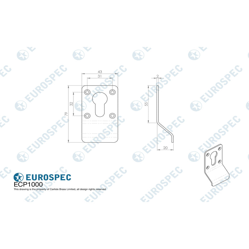 Eurospec - Euro Profile Cylinder Pull - Satin Stainless Steel - ECP1000SSS - Choice Handles