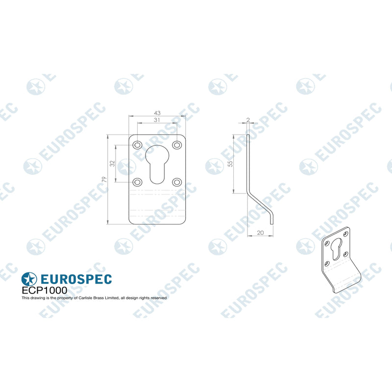 Eurospec - Euro Profile Cylinder Pull - Antique Brass - ECP1000AB