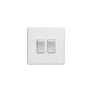 Eurolite Concealed 3mm 2 Gang Switch - Matt White - ECW2SWW - Choice Handles