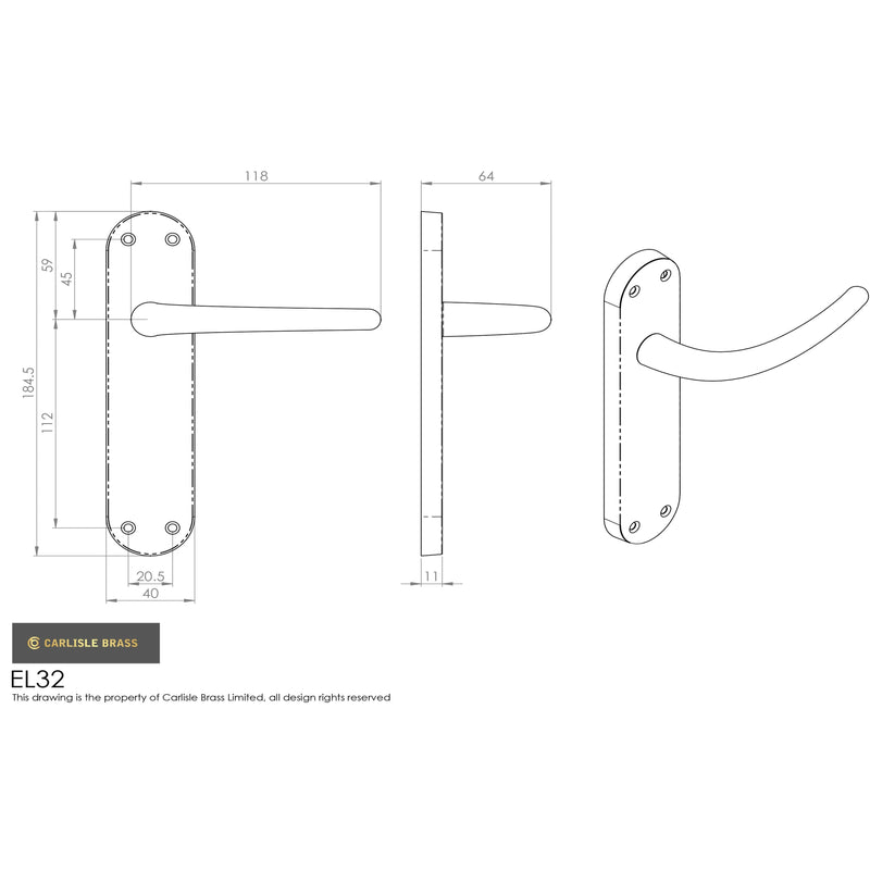 Manital - Lilla Lever on Latch Backplate - Polished Chrome - EL32CP - Choice Handles