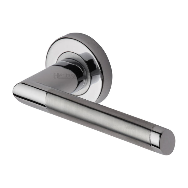 Heritage Brass Door Handle Lever Latch on Round Rose Ellipse Design Apollo finish - ELL4242-AP - Choice Handles