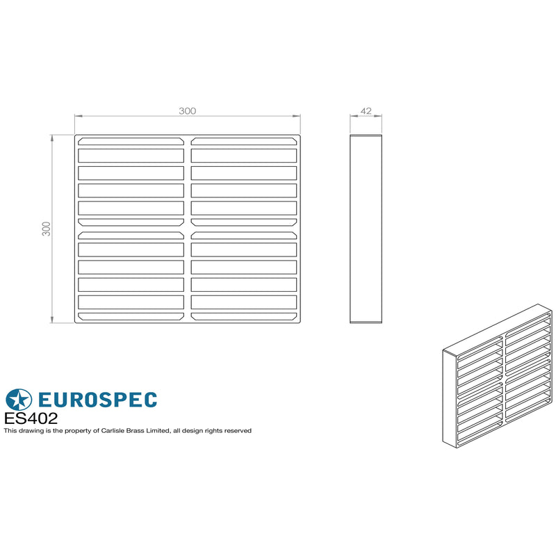Eurospec - Intumescent Air Transfer Grille 300mm X 300mm - Silver - ES402