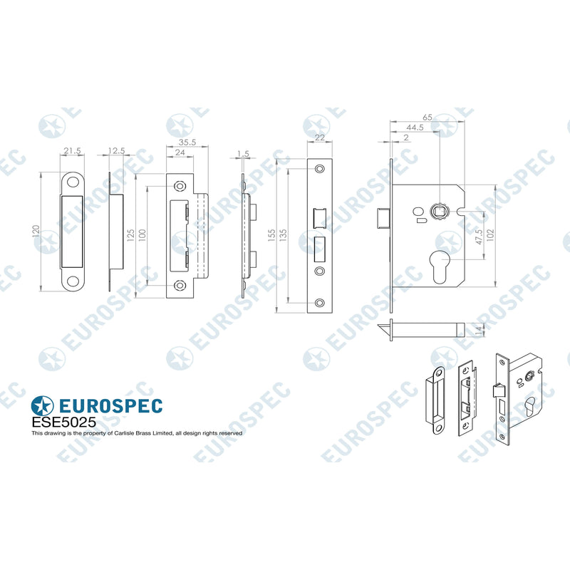 Eurospec - Easi-T Economy Euro Profile Sashlock 64mm - Electro Brassed - ESE5025EB - Choice Handles