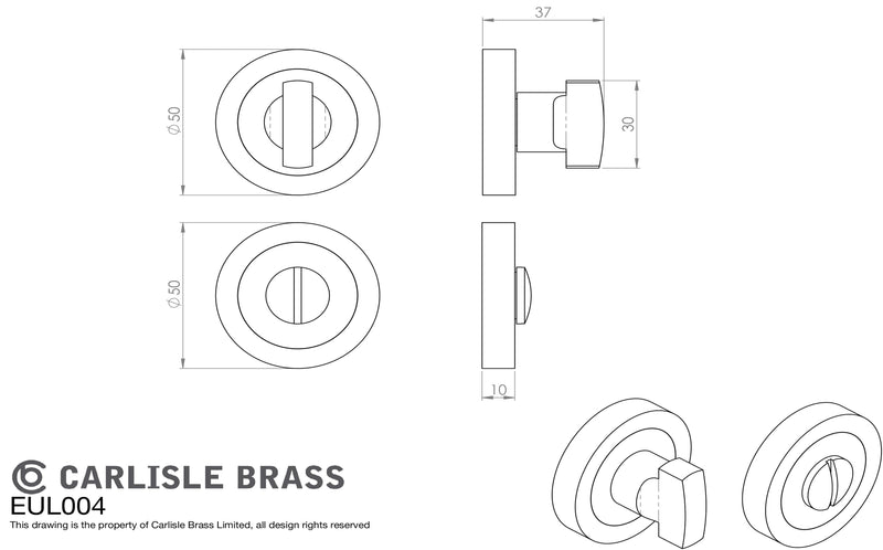 Carlisle Brass - Turn & Release On Concealed Fix Round Rose - Anthracite - EUL004ANT