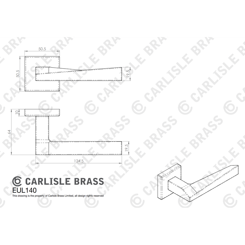 Carlisle Brass Bordo Lever On Concealed Fix Push-On Square Rose - Satin Chrome - EUL140SC