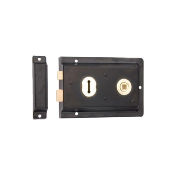 Spira Brass - Iron Rim Lock - Fluted  - Black - 1031BLK - Choice Handles