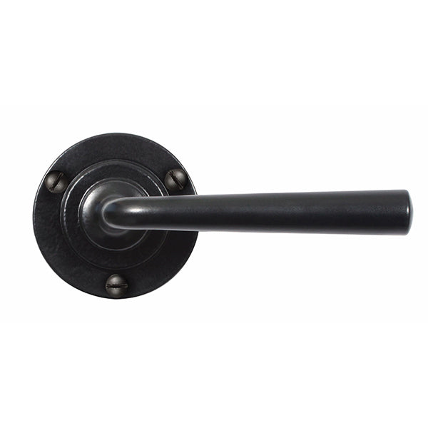 Stonebridge - Padstow Armor Coat ® Flat Black Lever Handle on Round Rose - FB001 - Choice Handles