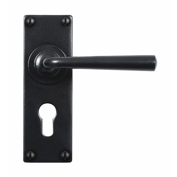 Stonebridge - Padstow Armor Coat ® Flat Black Lever Handle on Backplate (Euro Lock) - FB009 - Choice Handles