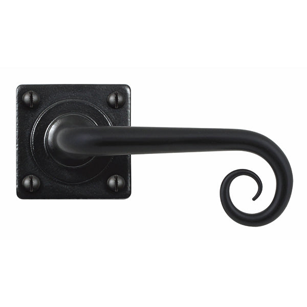 Stonebridge - Curl Armor Coat ® Flat Black Lever Handle on Square Rose - FB1069 - Choice Handles