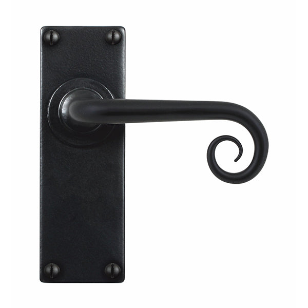 Stonebridge - Curl Armor Coat ® Flat Black Lever Handle on Backplate (Latch/Passage) - FB1070 - Choice Handles