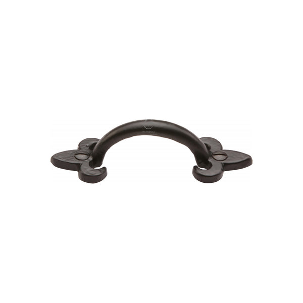 The Cabinet Pull Fleur-de-lys Design 102mm Black Iron - FB1092 102 - Choice Handles