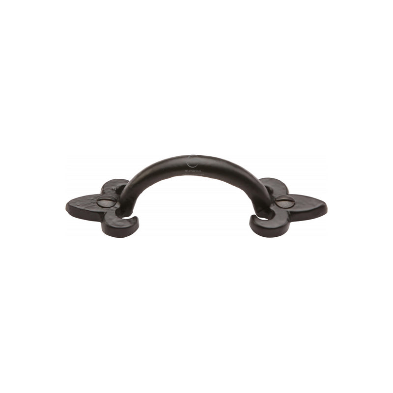 The Cabinet Pull Fleur-de-lys Design 102mm Black Iron - FB1092 102 - Choice Handles
