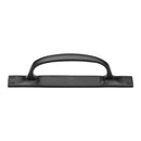 Matt Black Rustic Iron Cabinet Pull Handle On Plate 228mm - FB1142 228 - Choice Handles