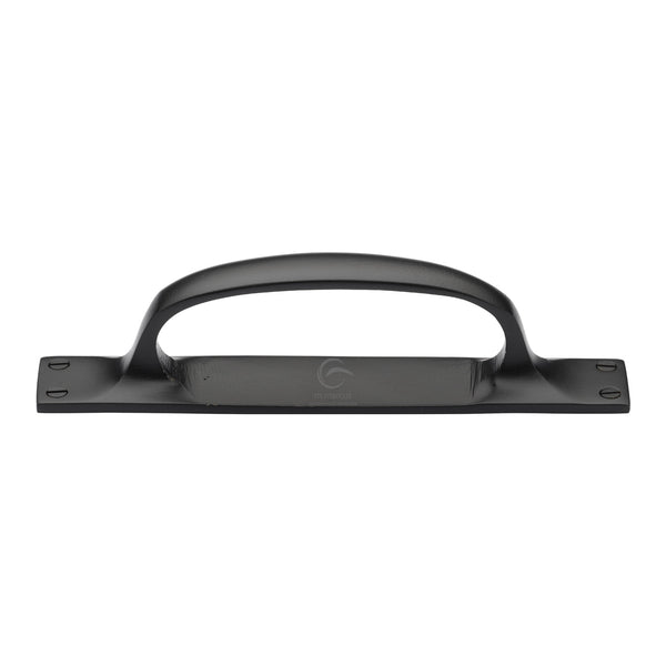 Matt Black Rustic Iron Cabinet Pull Handle On Plate 228mm - FB1142 228 - Choice Handles