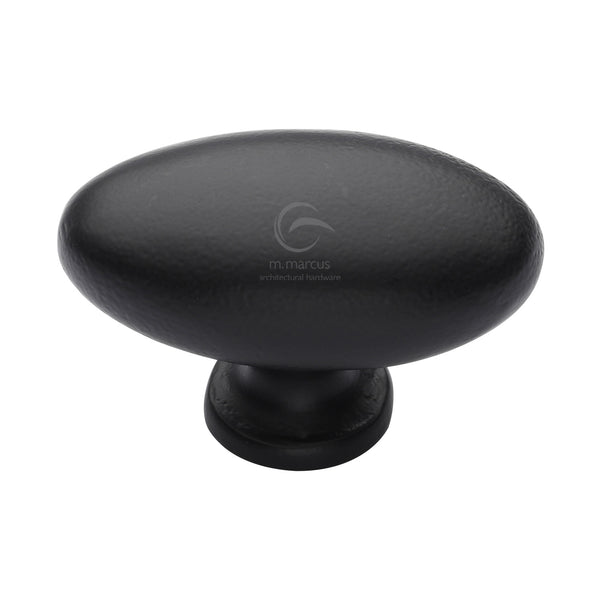 Matt Black Rustic Iron Cabinet Knob Oval Design 50mm - FB118 50 - Choice Handles