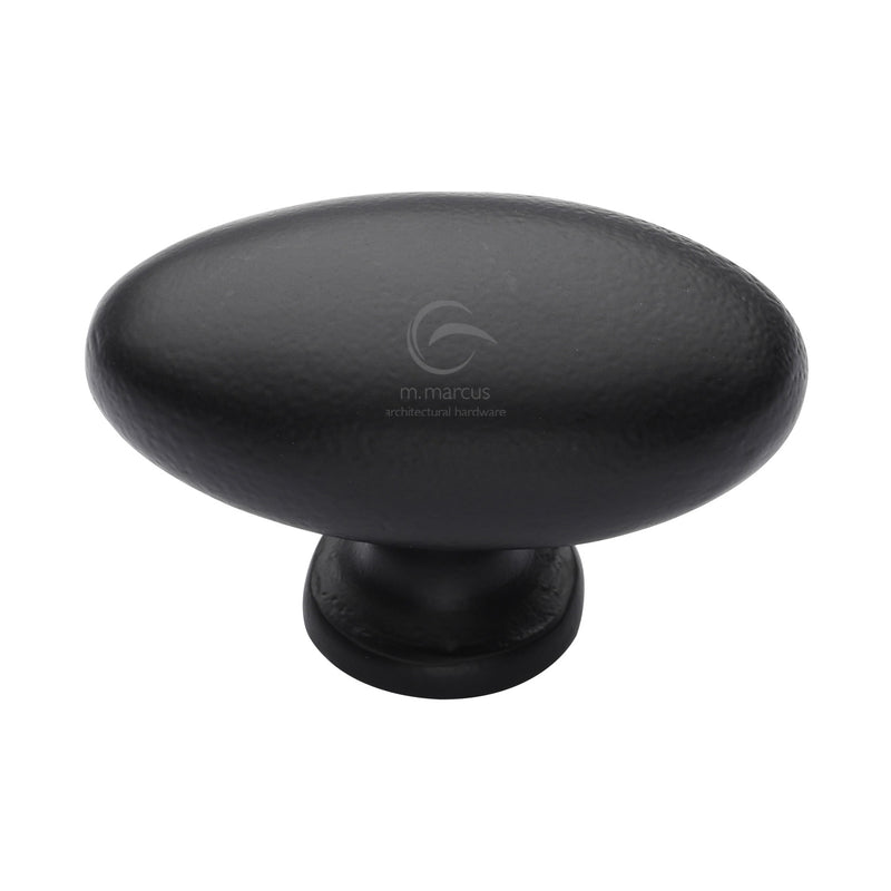 Matt Black Rustic Iron Cabinet Knob Oval Design 50mm - FB118 50 - Choice Handles