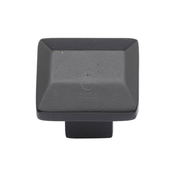 Matt Black Rustic Iron Cabinet Knob Trapezoid Design 32mm - FB3625 - Choice Handles