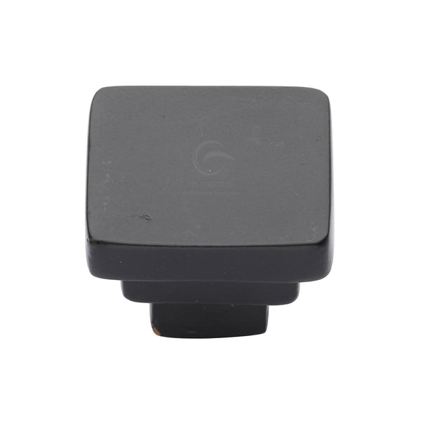 Matt Black Rustic Iron Cabinet Knob Square Stepped Design 32mm - FB3672 32 - Choice Handles