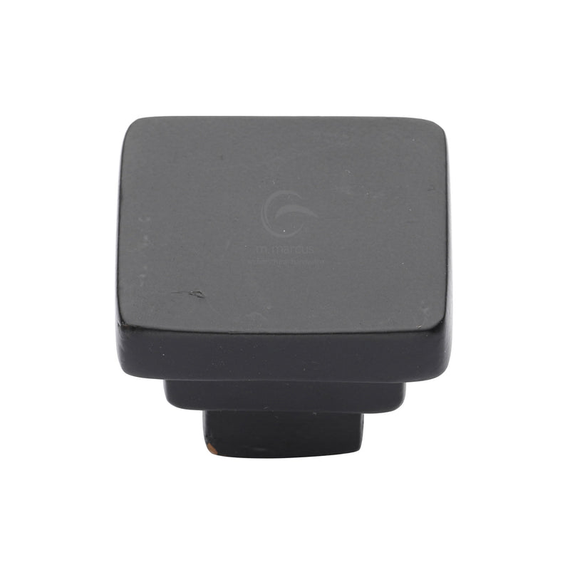 Matt Black Rustic Iron Cabinet Knob Square Stepped Design 32mm - FB3672 32 - Choice Handles