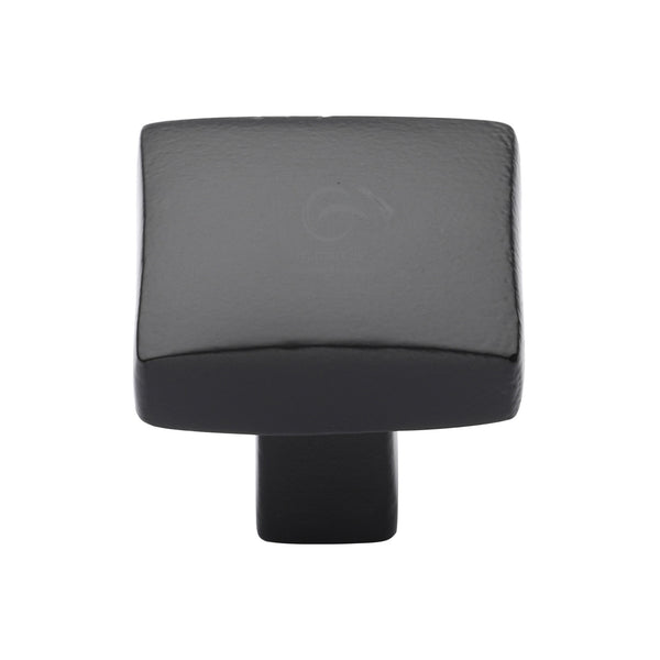 Matt Black Rustic Iron Cabinet Knob Square Convex Design 32mm - FB3678 32 - Choice Handles