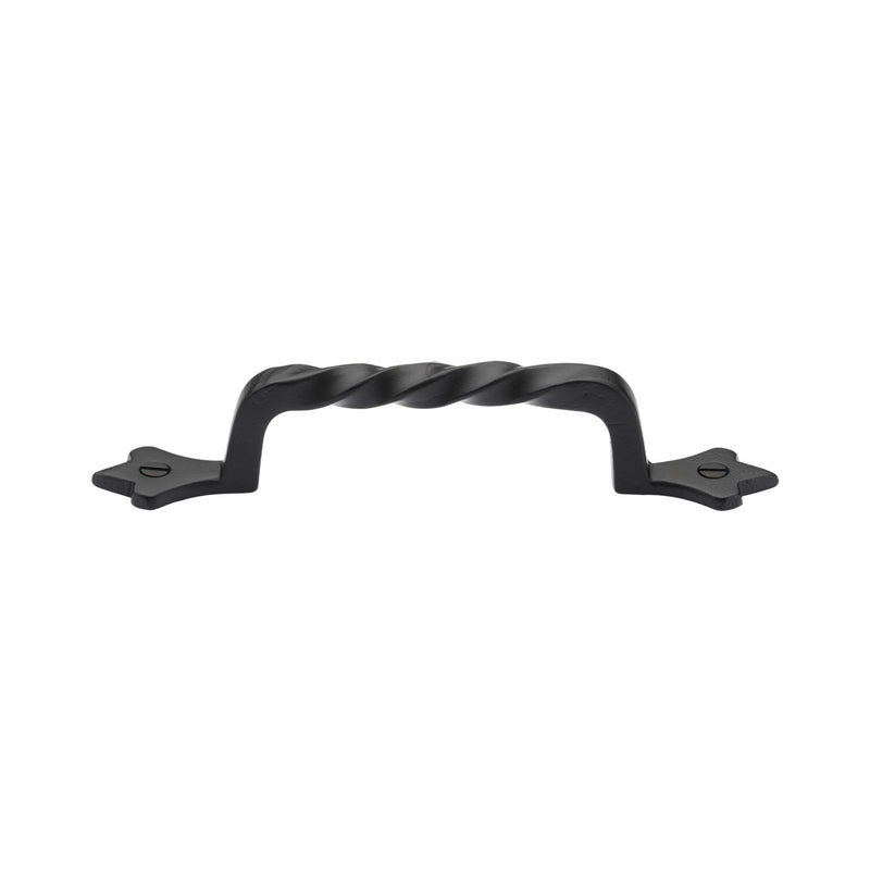 Matt Black Rustic Iron Cabinet Pull Twist Design 143mm CTC - FB370 143 - Choice Handles