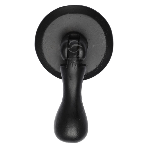 Matt Black Rustic Iron Cabinet Drop Pull On Round Plate - FB6264 - Choice Handles