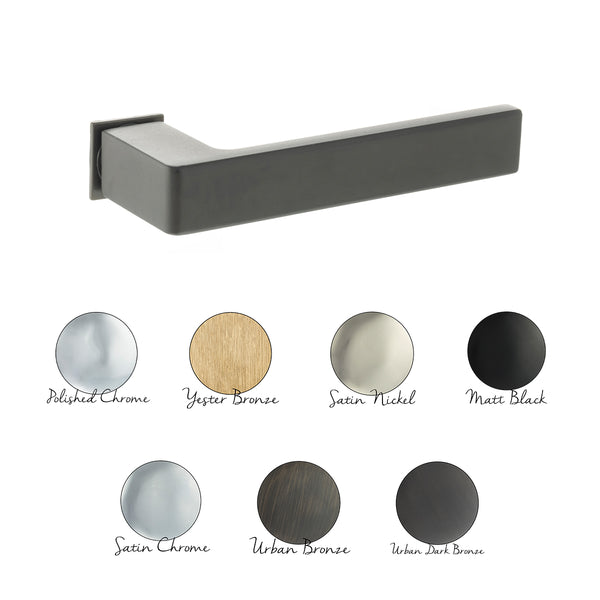 Forme Asti Lever Door Handle on Concealed Square Rose - Satin Chrome - FCS254SC
