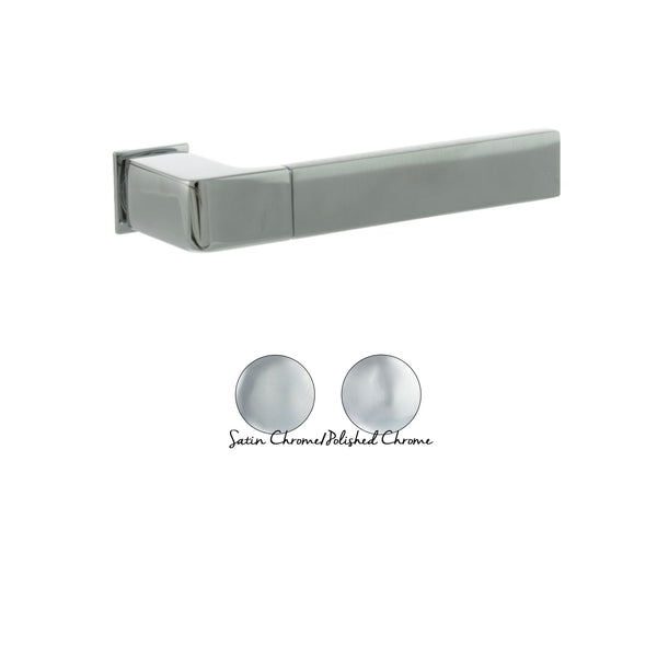Forme Asti Lever Door Handle on Concealed Square Rose - Satin Chrome/Polished Chrome - FCS255SCPC