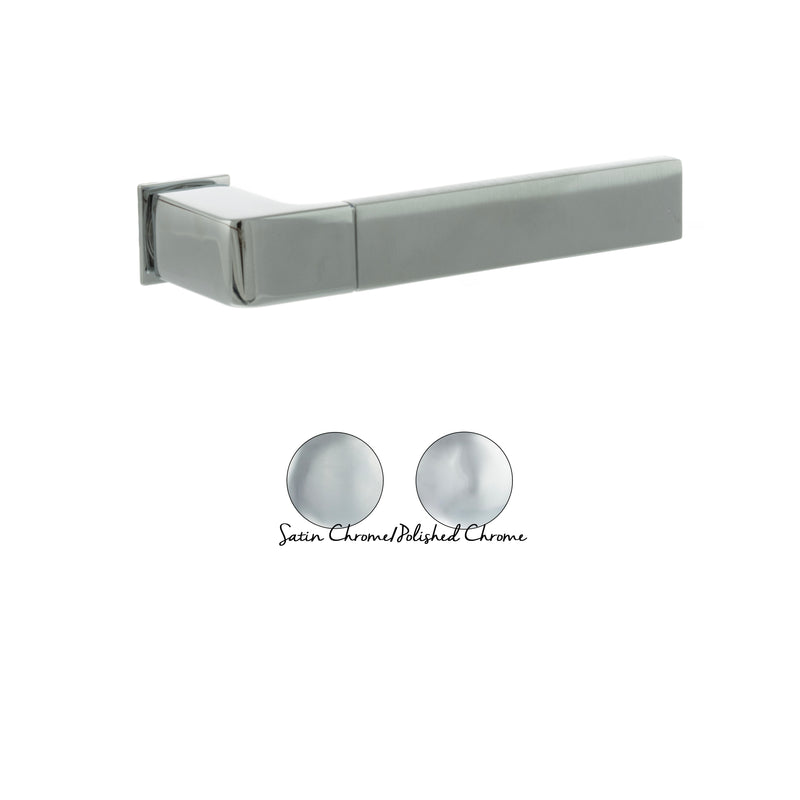 Forme Asti Lever Door Handle on Concealed Square Rose - Satin Chrome/Polished Chrome - FCS255SCPC