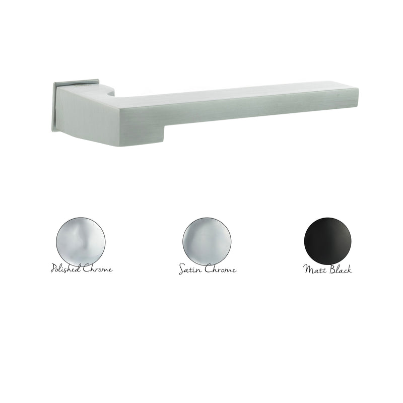 Forme Ginevra Lever Door Handle on Concealed Square Rose - Satin Chrome - FCS430SC