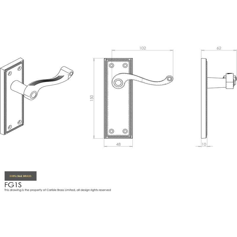 Carlisle Brass - Georgian Lever on Sweedor Lock Backplate - Polished Brass - FG1S - Choice Handles