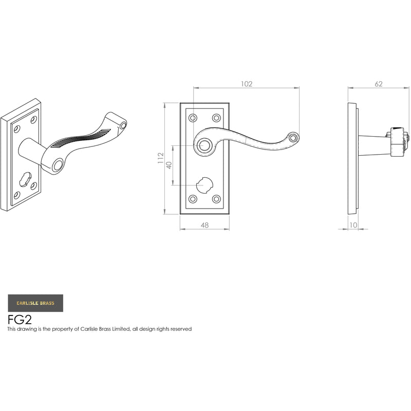 Carlisle Brass - Georgian Lever on Privacy Backplate - Polished Brass - FG2WC - Choice Handles