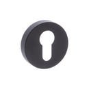 CleanTouch Anti-Bac Euro Escutcheons on Minimal Round Rose - Matt Black - CTFMREMB - Choice Handles