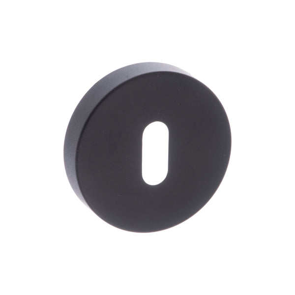 CleanTouch Anti-Bac Key Escutcheons on Minimal Round Rose - Matt Black - CTFMRKMB - Choice Handles
