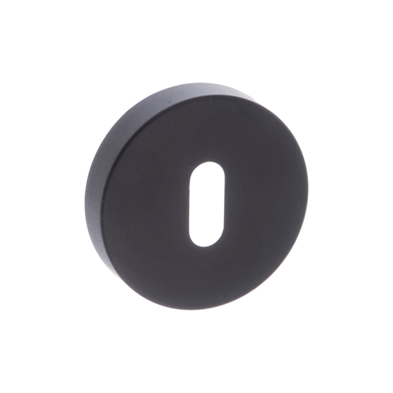 CleanTouch Anti-Bac Key Escutcheons on Minimal Round Rose - Matt Black - CTFMRKMB - Choice Handles