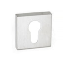 CleanTouch Anti-Bac Euro Escutcheons on Minimal Square Rose - Satin Chrome - CTFMSESC - Choice Handles