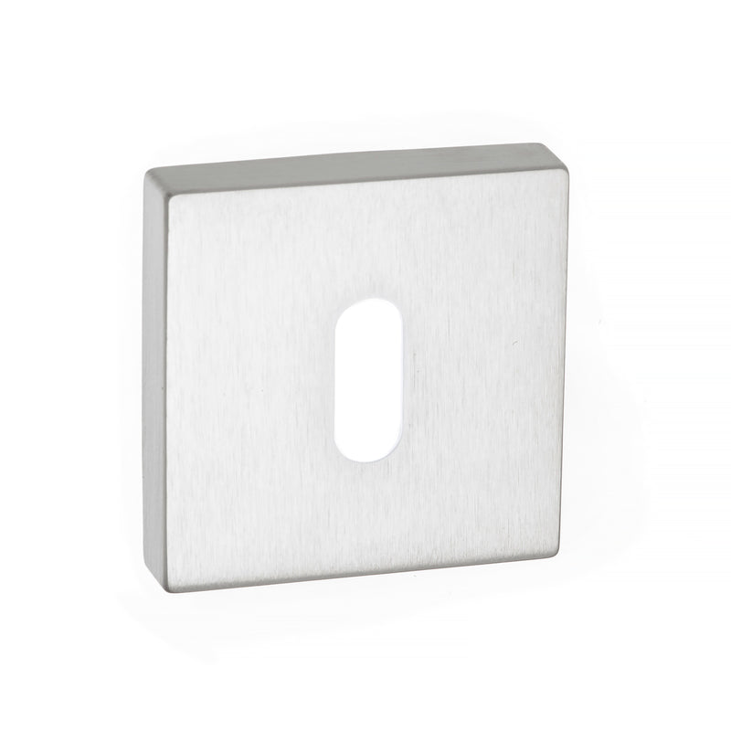 CleanTouch Anti-Bac Key Escutcheons on Minimal Square Rose - Satin Chrome - CTFMSKSC - Choice Handles