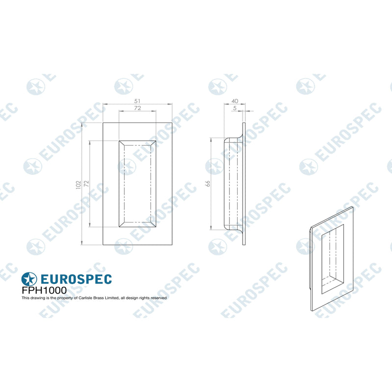 Eurospec - Flush Pull - Antique Brass - FPH1000AB