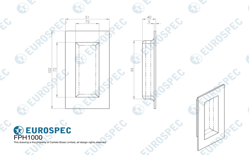 Eurospec - Flush Pull 100 x 50mm- Bright Stainless Steel - FPH1000BSS