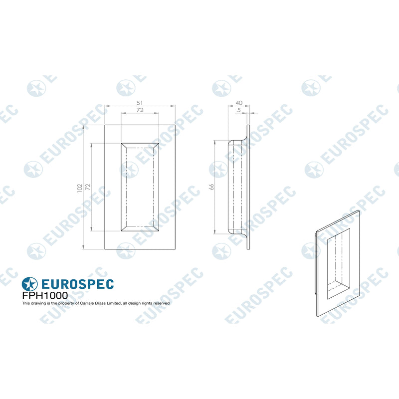 Eurospec - Flush Pull 100 x 50mm - Satin Stainless Steel - FPH1000SSS