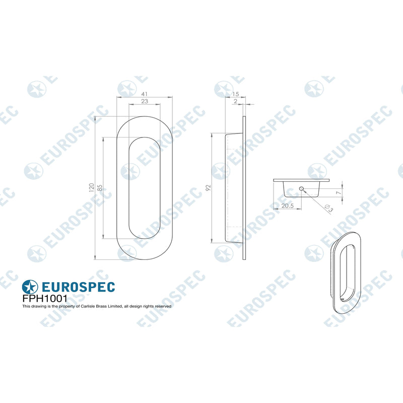 Eurospec - Radius Flush Pull - Antique Brass - FPH1001AB - Choice Handles
